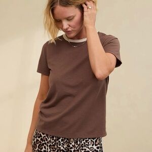 Aerie Classic Short-Sleeve Brown Top